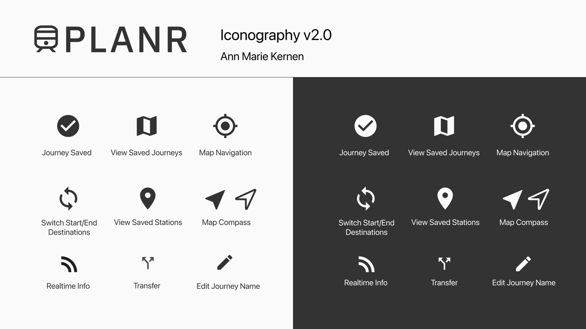 PLANR iconography — light and dark