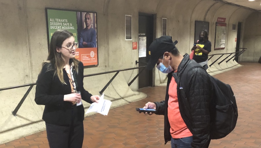 Recruiting interview participants at the metro station during rush hour